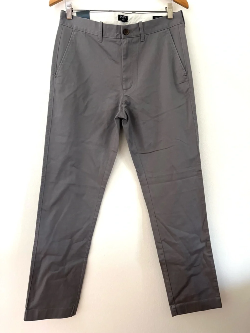 NWT J Crew Flex Pants Straight Leg Flat Front Chinos Gray Straight Mens 31Wx32L